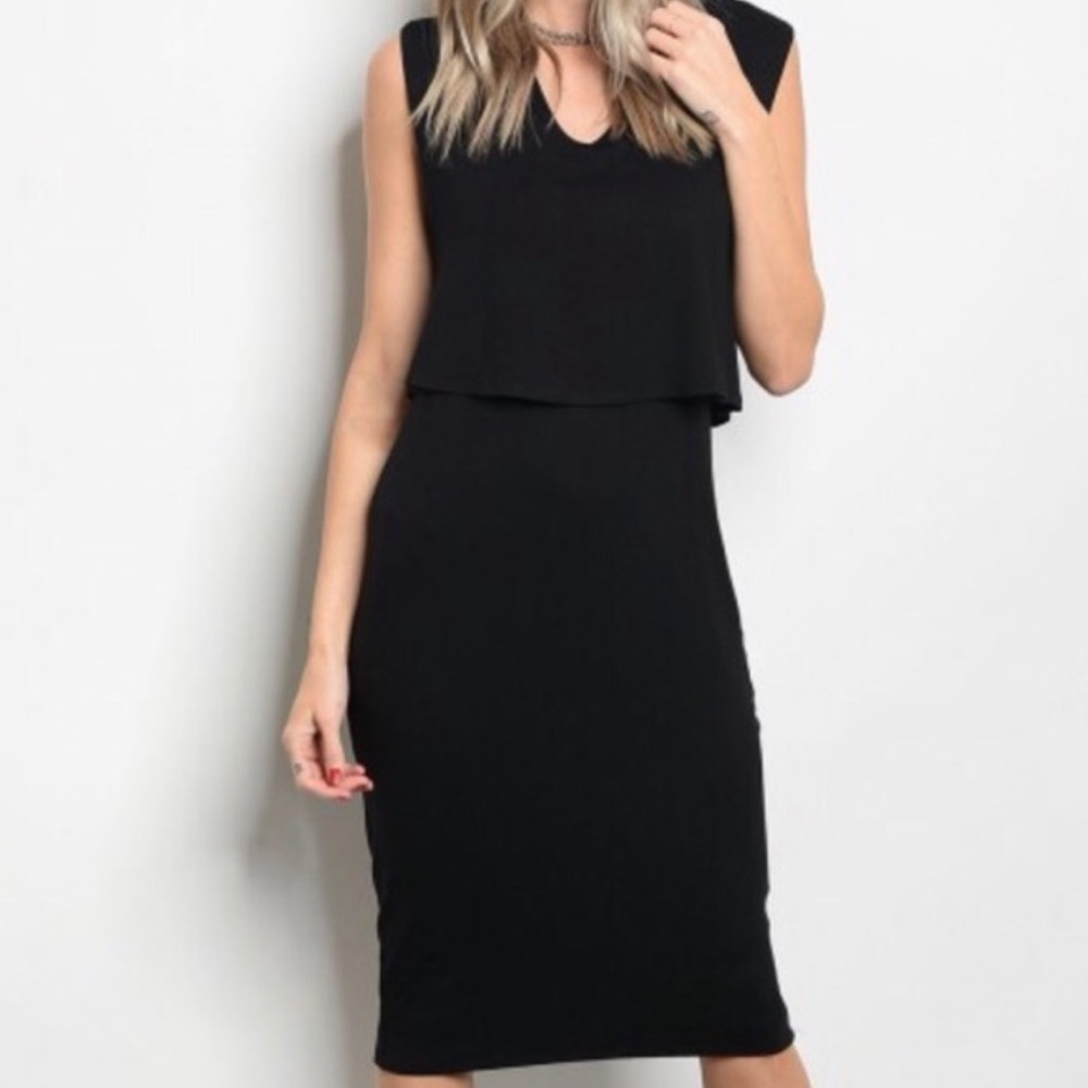 Black relaxed fit jersey dress ❣️